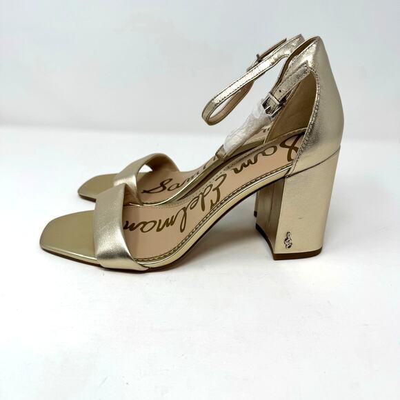 NEW Sam Edelman Daniella Gold Metallic Sandals 9.5 Leather Glam Coquette Party - Picture 2 of 11